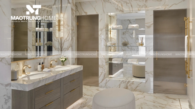 Thiết kế nhà vệ sinh và nhà tắm riêng: Phong cách sang trọng (Mẫu 6)