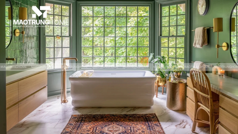 Thiết kế nhà vệ sinh và nhà tắm riêng: Phong cách Biophilic (Mẫu 1)