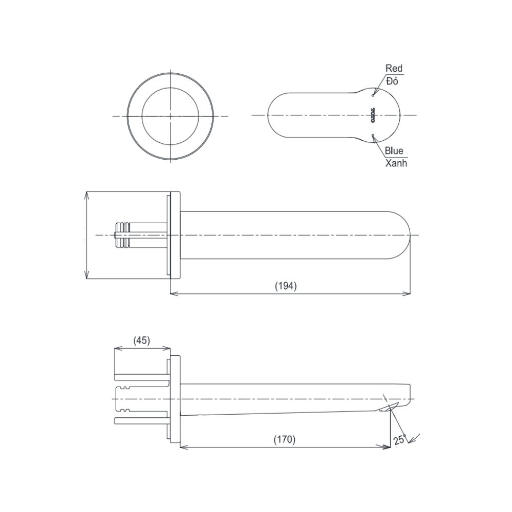 Vòi lavabo nóng lạnh gắn tường LH TOTO TLS06307A kèm van âm TLS01309B1 - Ảnh 3