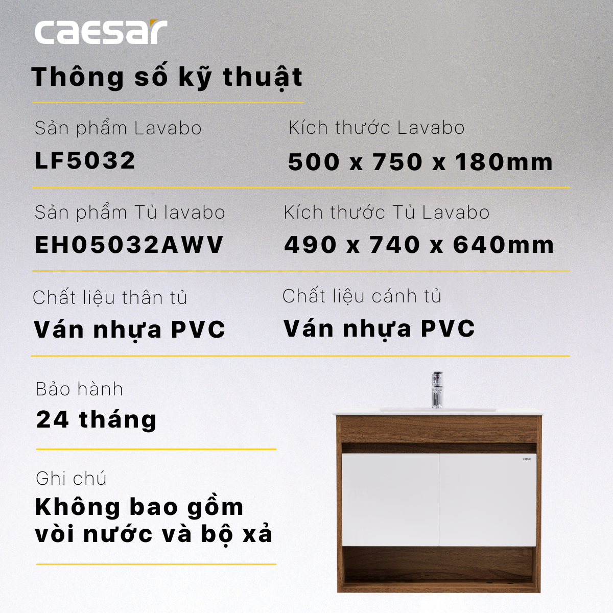 Lavabo + Tủ treo LF5032 - EH05032AWV - Ảnh 12
