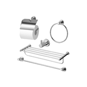 Bộ 5 sản phẩm L: lô đựng giấy vệ sinh, vòng treo khăn, móc áo, thanh vắt khăn & thanh vắt khăn 2 tầng YS406N5V cao cấp, chính hãng | TOTO