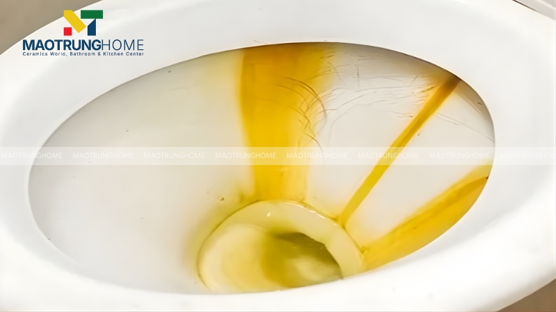 Cặn vôi làm mất thẩm mỹ của bồn cầu