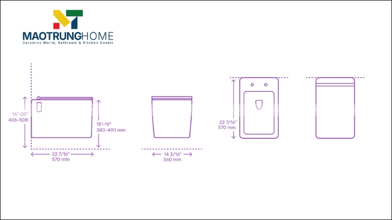 Kích thước thân bồn cầu (phần sứ bên ngoài)