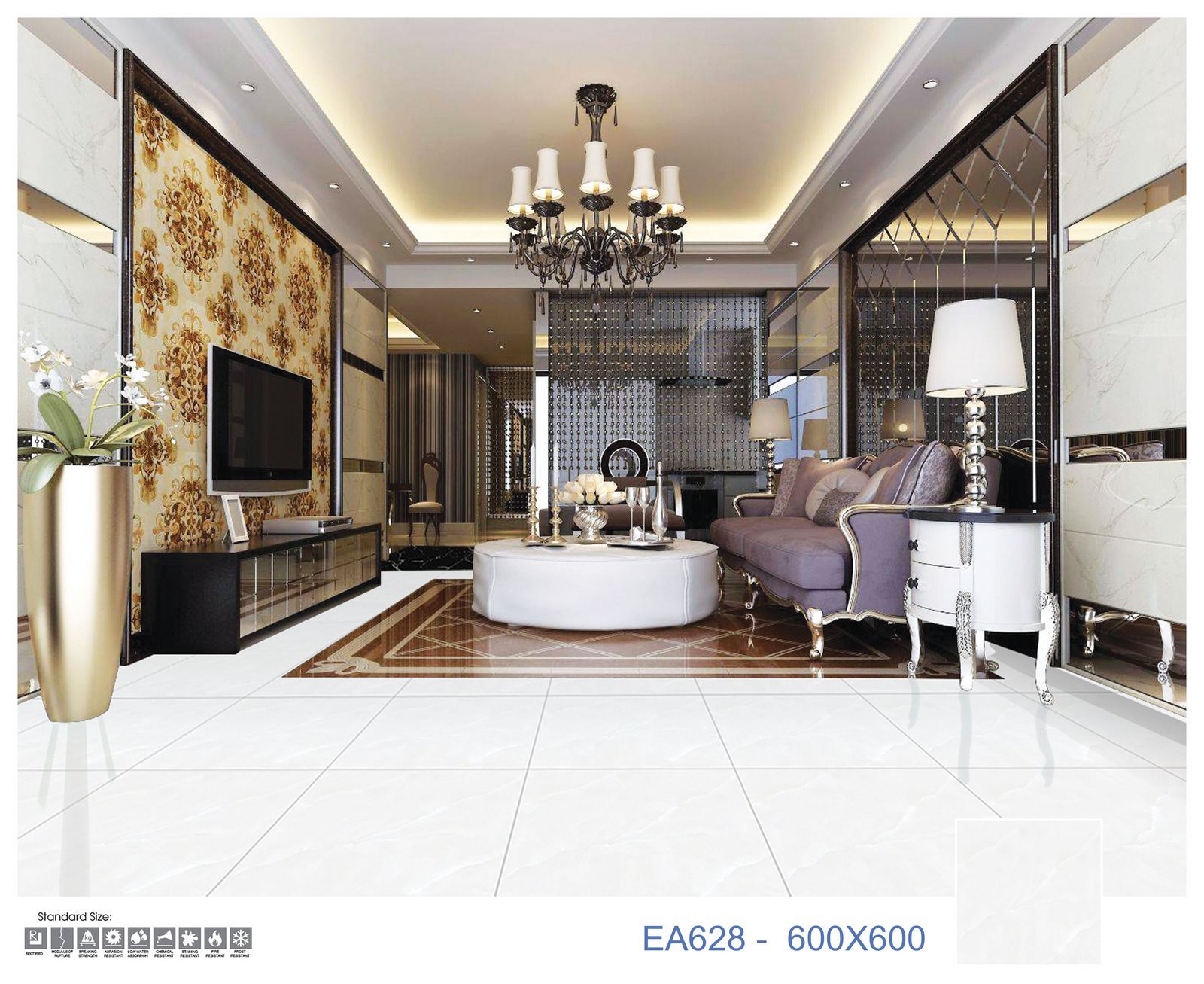 Gạch Lát nền, ốp tường Ý Mỹ 60x60 EA628 - Ảnh 2