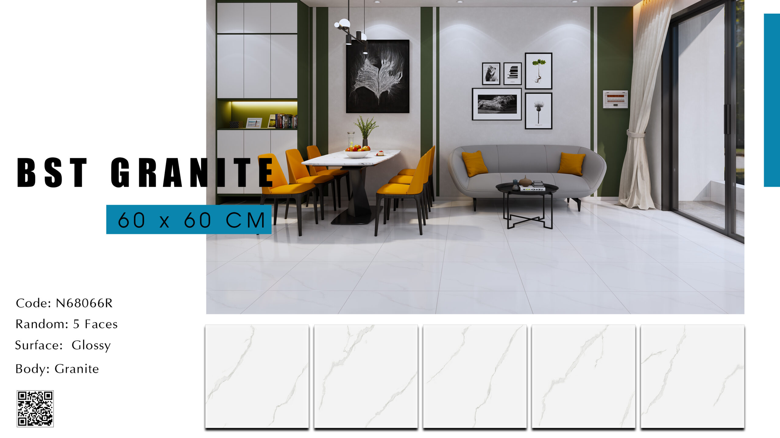 Gạch Lát nền, ốp tường Ý Mỹ 60x60 N68066R