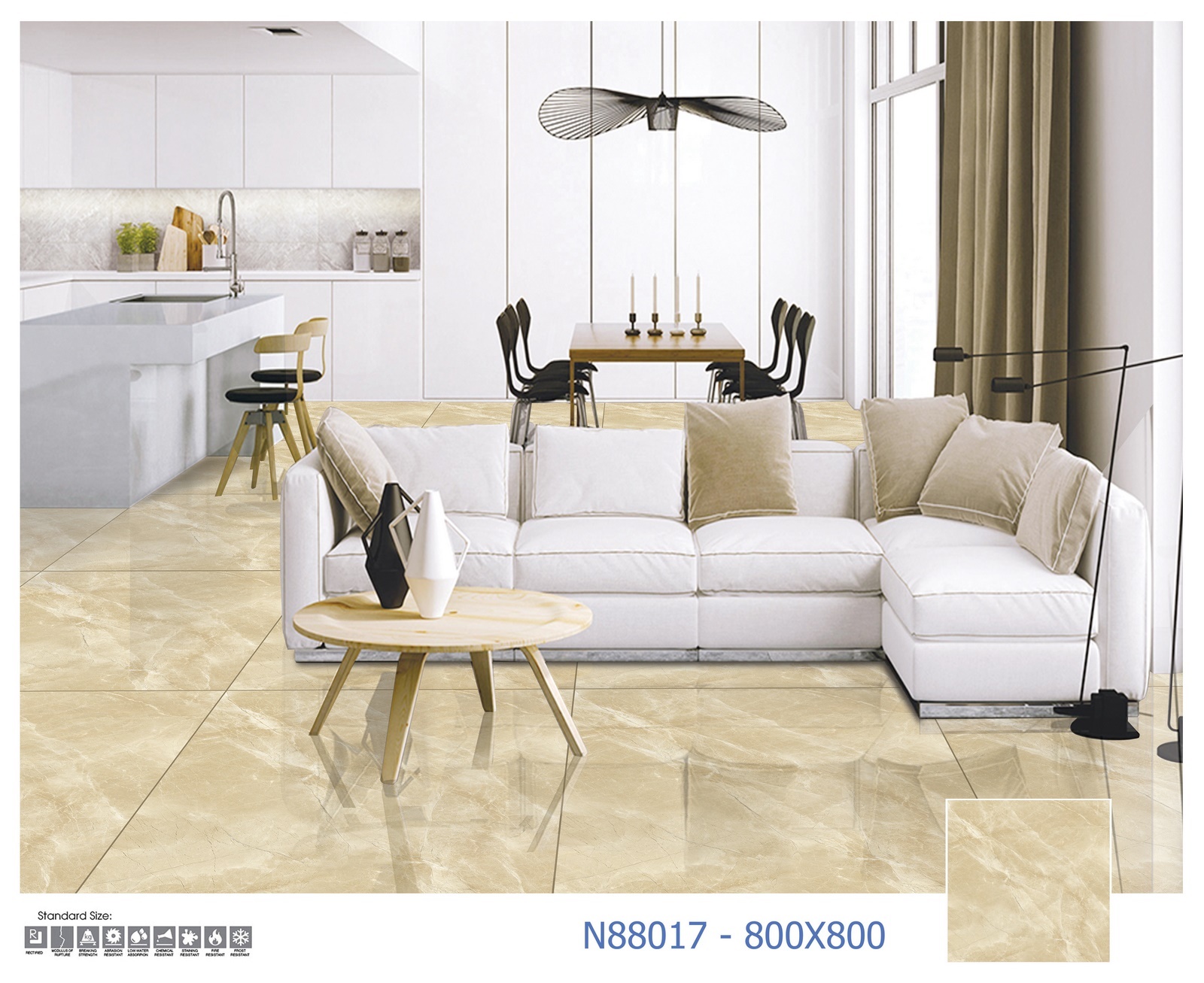 Gạch Lát nền Ý Mỹ 80x80 N88017 - Ảnh 2