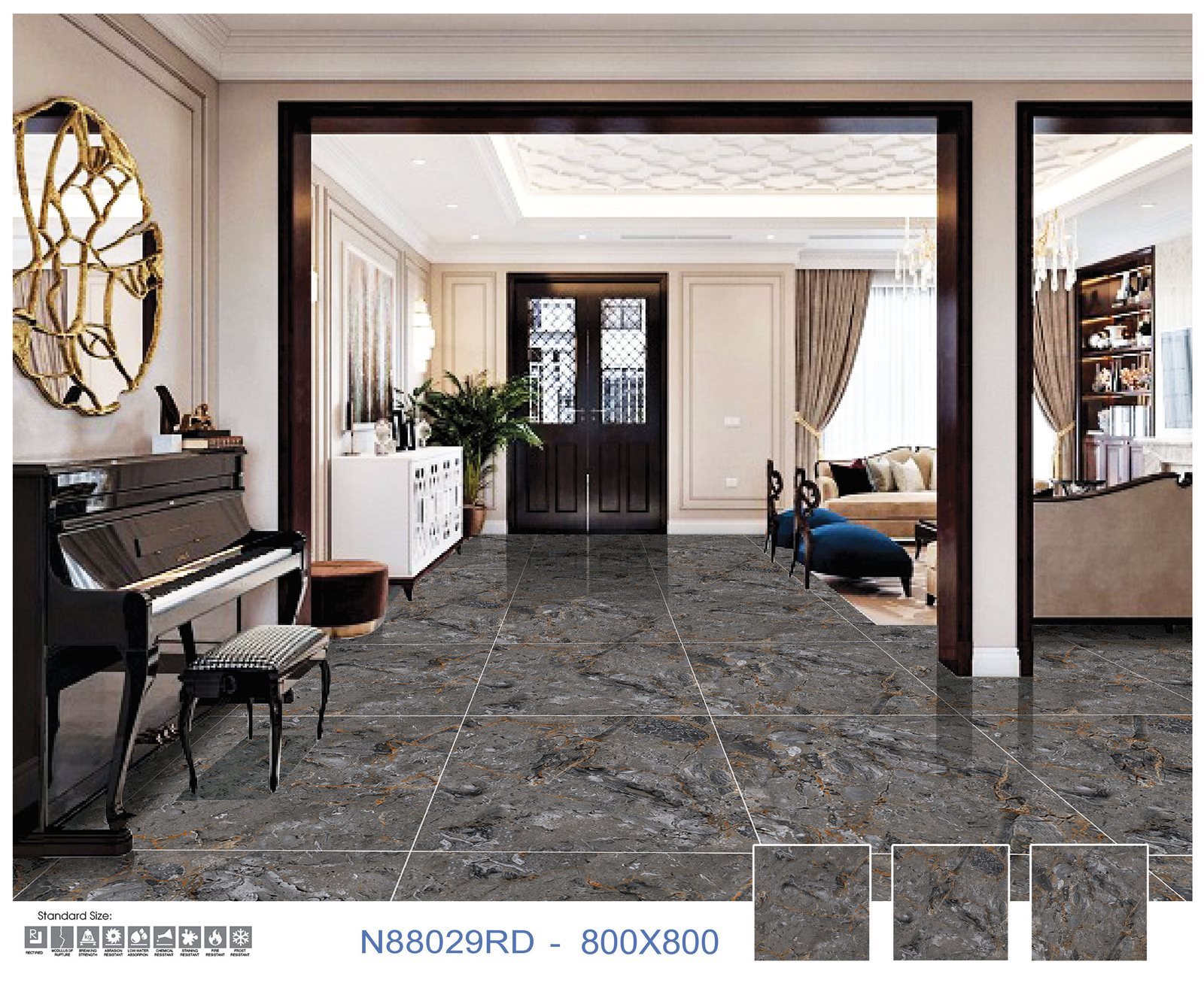 Gạch Lát nền Ý Mỹ 80x80 N88029RD - Ảnh 4