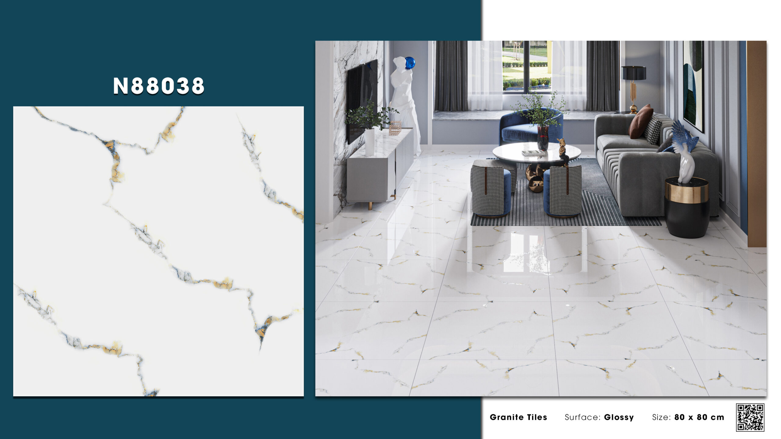 Gạch Lát nền Ý Mỹ 80x80 N88038