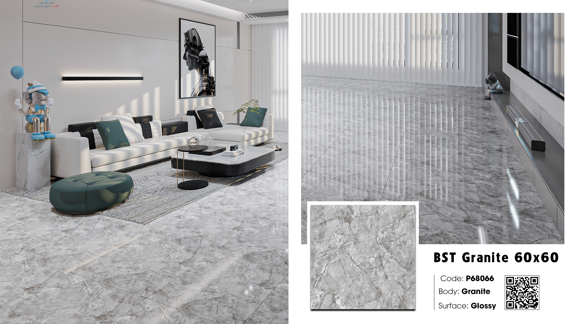 Gạch Lát nền Ý Mỹ 60x60 P68066