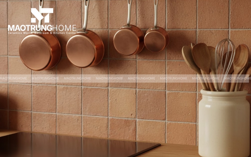 Gạch gốm bề mặt mộc màu nâu