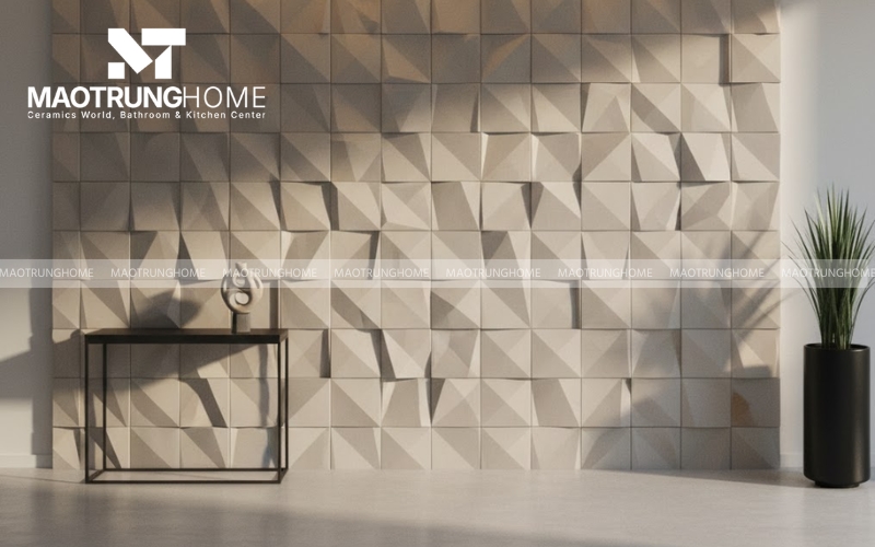 Gạch gốm 3D ốp vách TV
