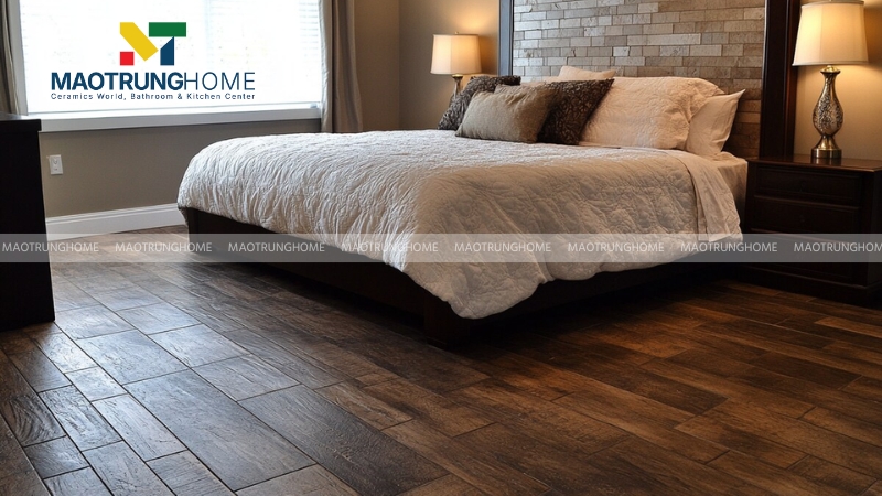 Lát gạch giả gỗ kiểu chữ công cho phòng khách, phòng ngủ