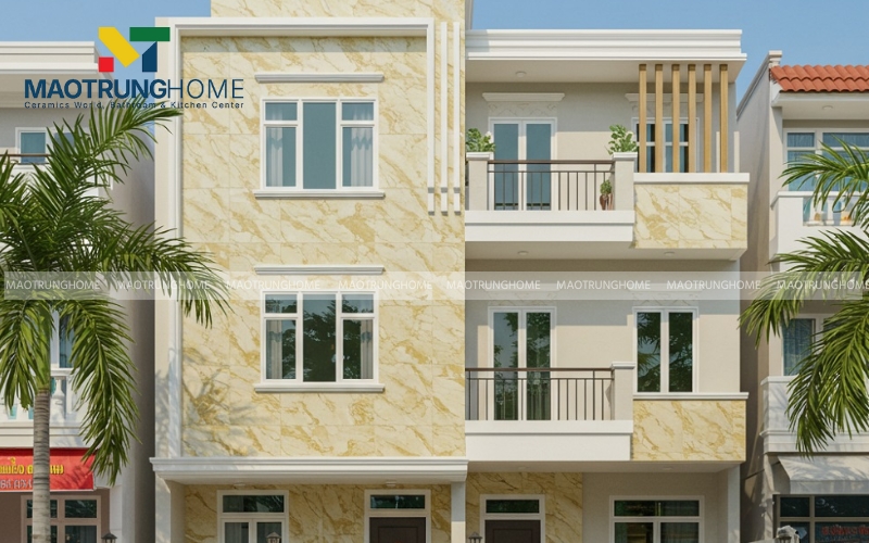 Mẫu gạch vân đá travertine màu nâu vàng Địa Trung Hải