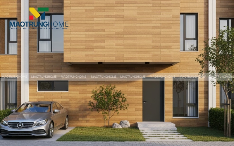 Mẫu gạch thẻ vân gỗ ốp so le