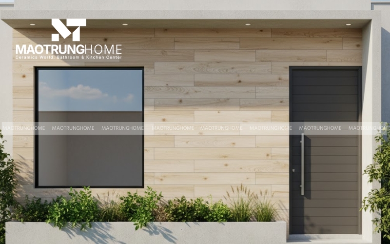 Mẫu gạch vân gỗ khổ lớn ốp vách màu nhạt