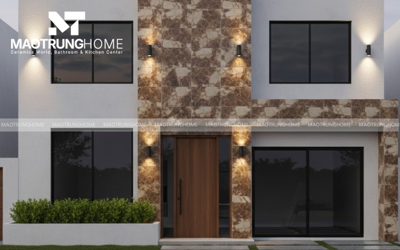 Mẫu gạch vân đá marble nâu trắng