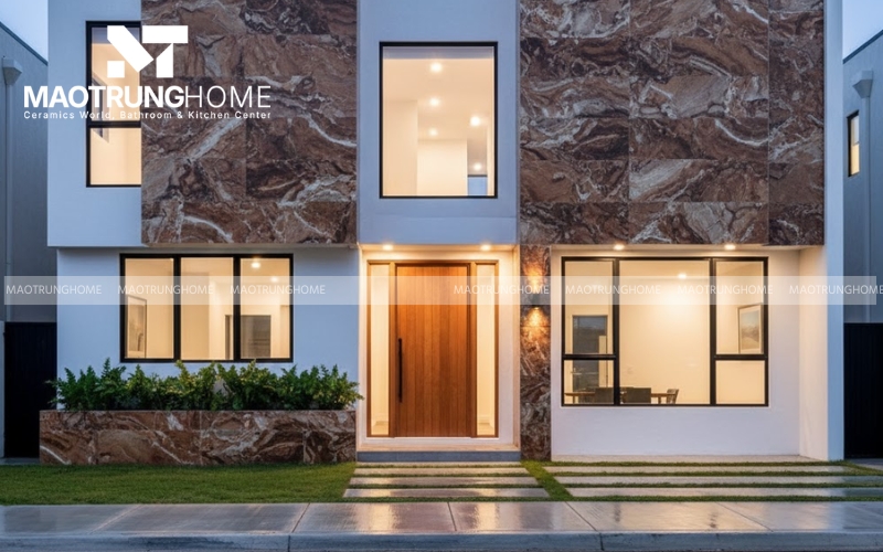 Mẫu gạch vân đá marble nâu độc đáo