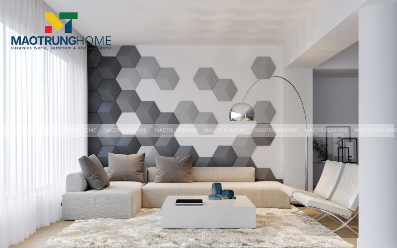 Gạch 3D nổi hình lục giác