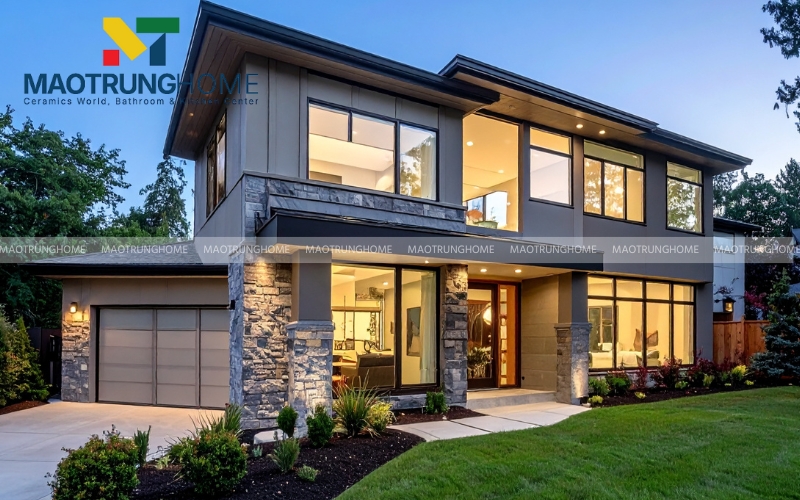 Gạch ốp tường giả đá mặt tiền