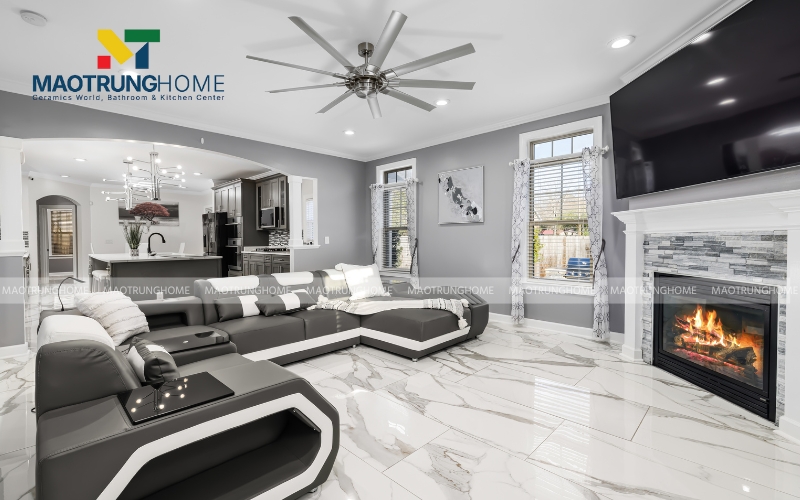 Gạch ốp tường phòng khách đẹp