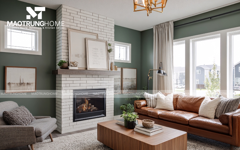 Gạch thẻ ốp tường phòng khách